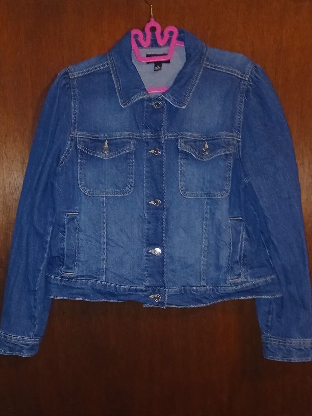 Free Assembly Medium Blue Denim Jacket w/ Cap Sleeves, Size XL Women's